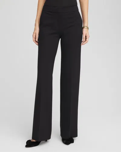 Chico's Emme Wide-leg Trouser Ponte Pants In Black In Multi