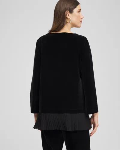 Chico's Travelers Chiffon Hem Velvet Tunic In Black In Multi