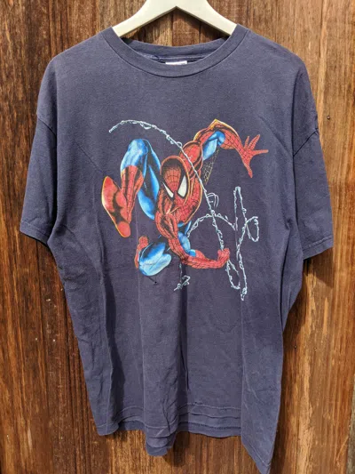 Pre-owned Marvel Comics Vintage 90's  Spiderman Big Logo In Blue