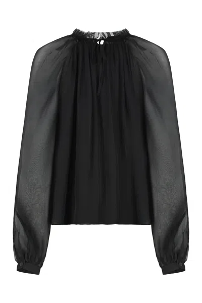 Alberta Ferretti Alberta Ferreti Silk Chiffon Blouse In Black