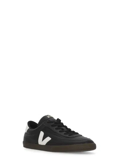 Veja Panenka Black Sneaker With Logo On The Side And Contrasting Heel In Leather Unisex In Black