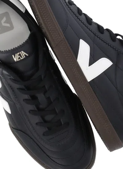 Veja Panenka Black Sneaker With Logo On The Side And Contrasting Heel In Leather Unisex In Black