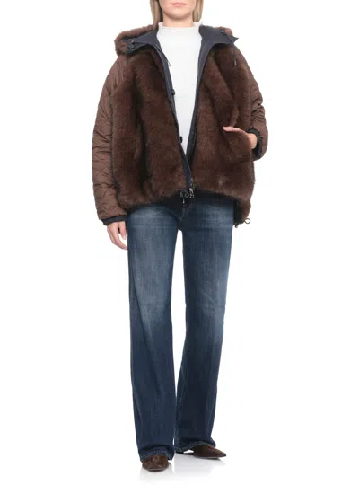 Valentini 1972 Coat With Synthetic Fur In Blue