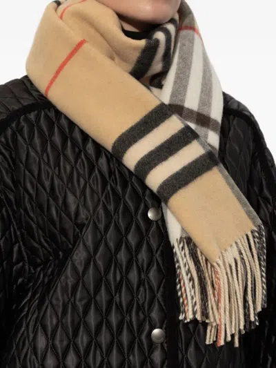 Burberry Check-pattern Fringed-hem Scarf In Brown