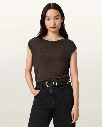 Allsaints West Shimmer Tank Top In Brown