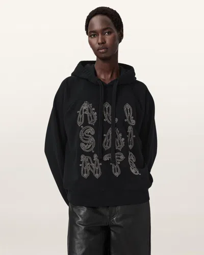 Allsaints Ella Oversized Talon Hoodie In Black