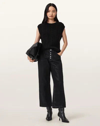 Allsaints Tay Wide Leg Carpenter Jeans In Black