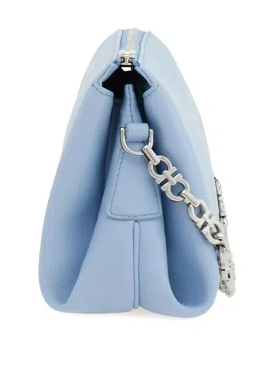 Ferragamo Mini Logo-detail Chain-strap Clutch Bag In Blue