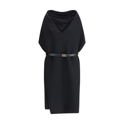 Ferragamo Women Belted Midi Dress In Black