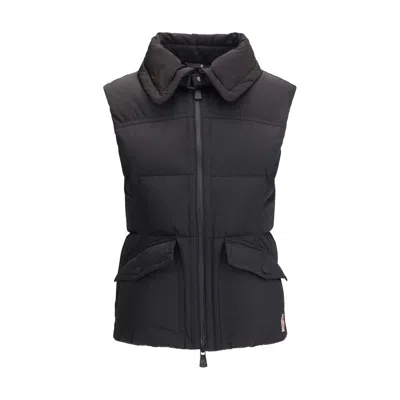 Moncler Padded High Collar Vest With Flap Pockets In Black