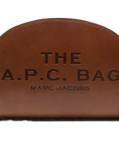 Apc A.p.c. Women Brown Leather A.p.c. X Marc Jacobs Demi Lune Crossbody Bag In Brown