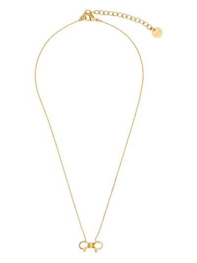 Ferragamo Adjustable Chain Bow Detail Pendant Necklace In Gold