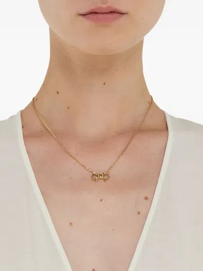 Ferragamo Adjustable Chain Bow Detail Pendant Necklace In Gold