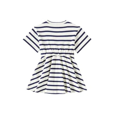 Balmain Kids Fruit Logo Striped Cotton Jersey Dress In Multi