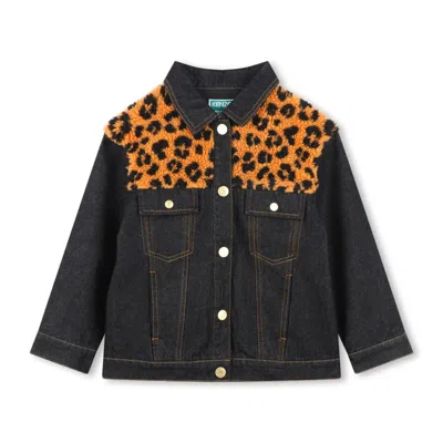 Kenzo Kids Leopard-print Denim Jacket In Black