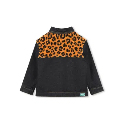 Kenzo Kids Leopard-print Denim Jacket In Black