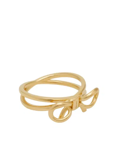 Ferragamo Bow Double-band Ring In Gold