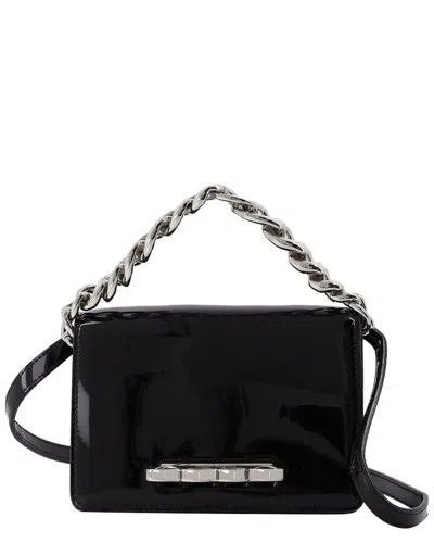 Alexander Mcqueen Black Leather Four Ring Mini Chain Bag In Black
