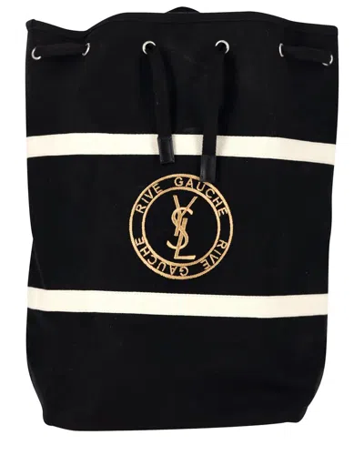 Saint Laurent Black Canvas Rive Gauche Backpack (authentic Pre-loved) In Black