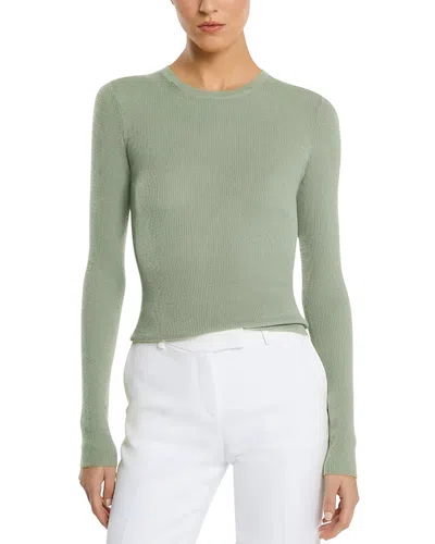 Michael Kors Hutton Ribbed Cashmere Pullover In Green