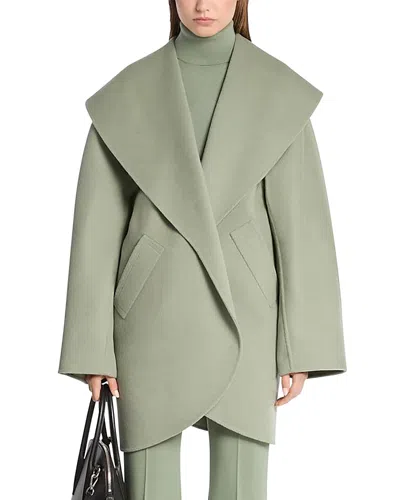 Michael Kors Shawl Clutch Coat Double-faced Plush Wool In Green