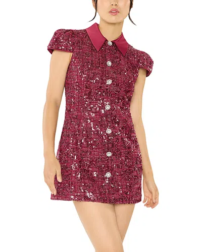 Likely Estella Sequined Tweed Mini Dress In Burgundy