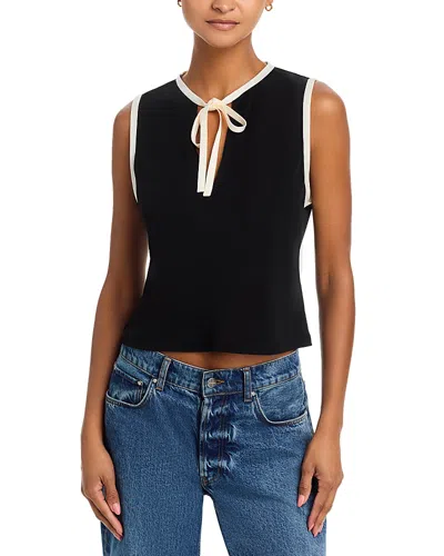 Frame The Keyhole Tie Tank Top In Black