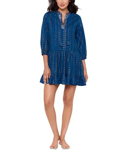 Miraclesuit Jacquard Swim Cover-up Beach Dress In Blue