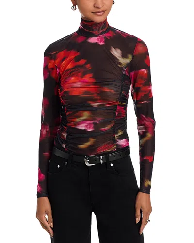 Steve Madden Taylore Printed Mesh Mock Neck Top In Multi