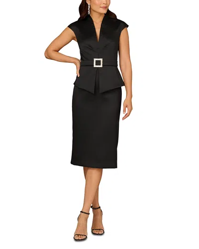 Aidan Mattox Mikado Buckle Sheath Dress In Black