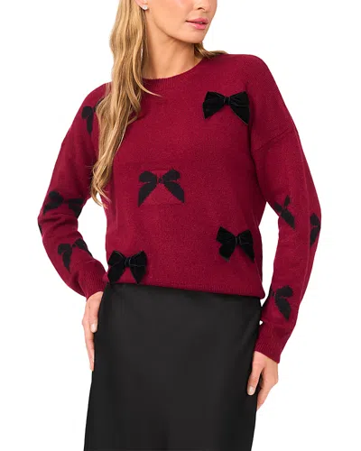 Cece Bow Detail Sweater In Burgundy