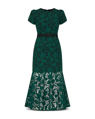 Milly Tahlia Tulip Garden Lace Midi Dress In Green