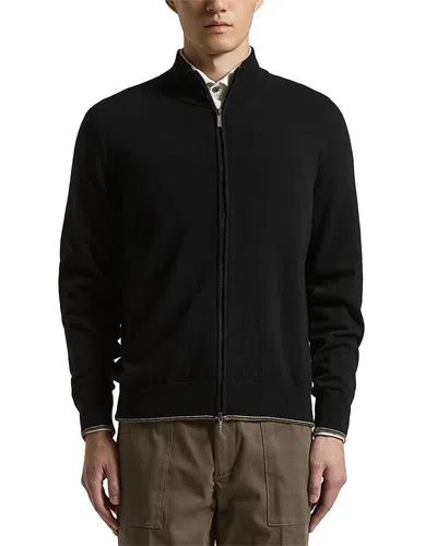 Peserico Wool And Cashmere Zip Front Sweater In Black
