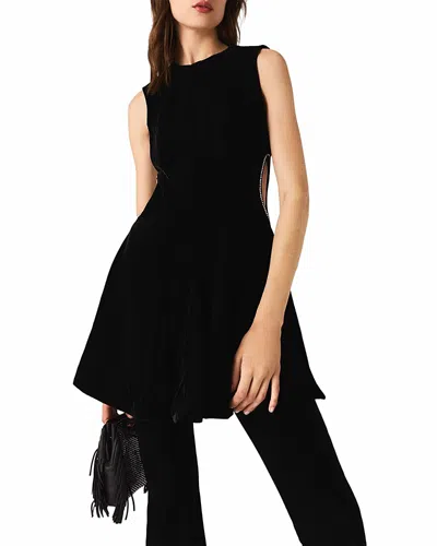 Maje Remilia Velvet Babydoll Dress In Black