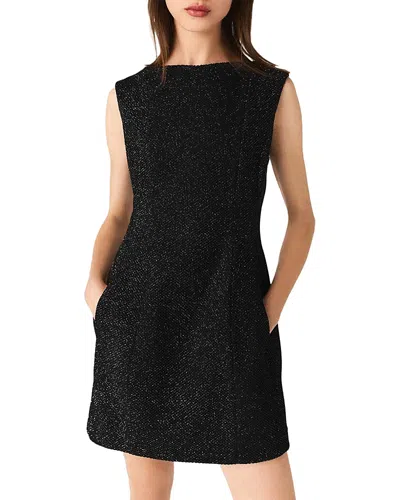 Maje Rhinestone Flared Short Dress In Black