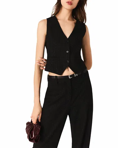 Maje Lanoir Embellished Sleeveless Jacket In Black