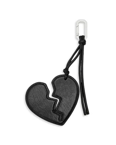 Allsaints Broken Heart Leather Keyring In Black