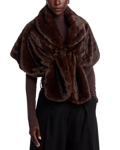 Surell Faux Fur Shawl In Brown