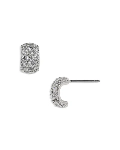 Nadri Crushed Pave Rhodium Plated Stud Earrings, 0.4l In Silver