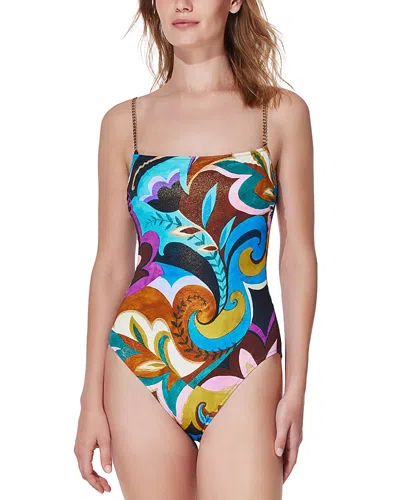 Gottex Chain Strap Shimmer Print One Piece Swimsuit In Multi