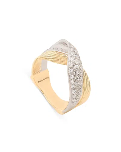 Marco Bicego Two Strand Diamond Crossover Ring In 18k White & Yellow Gold, 0.56 Tcw In Gold