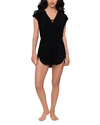 Magicsuit Lace Up Swim Cover-up Dress In Black