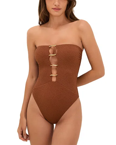 Vix Paula Hermanny Firenze Judy Strapless One-piece Swimsuit In Brown