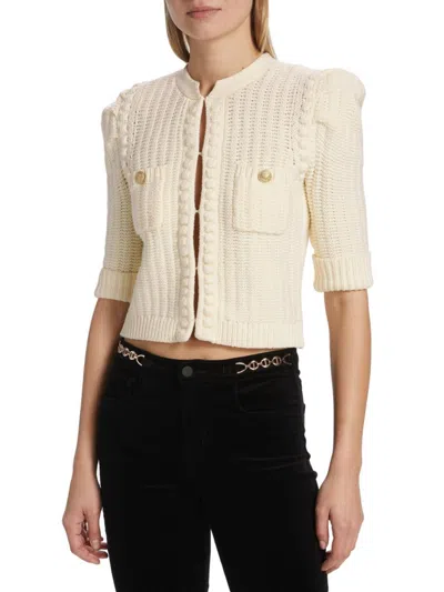 L'agence Women's Delilah Cropped Textured Cardigan In Neutral