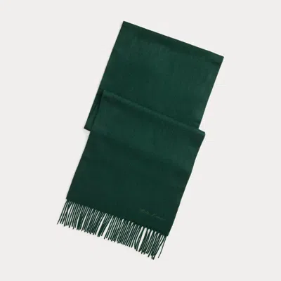 Ralph Lauren Fringe Cashmere Scarf In Green