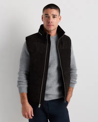 Quince Men's 100% Suede Puffer Vest In Black