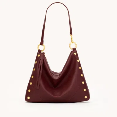 Hammitt Kyle Cherrywood Pebble Brushed Gold Lrg In Burgundy