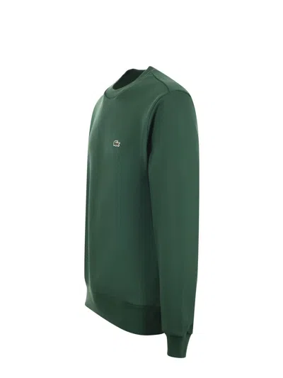 Lacoste Green Brushed Cotton Sweatshirt In Green