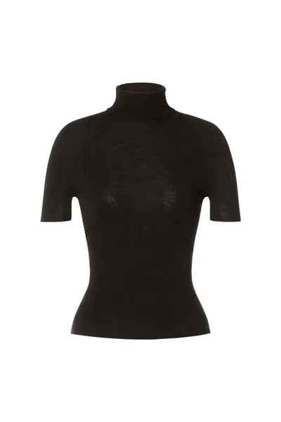 Alberta Ferretti Turtleneck Sweater With Open Back And Tie In Black