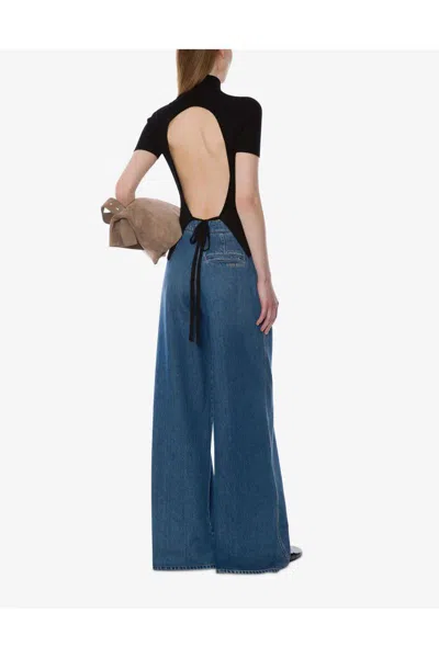 Alberta Ferretti Turtleneck Sweater With Open Back And Tie In Black